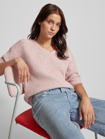 QS Gebreide pullover met V-hals Roze - 3