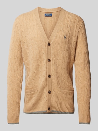 Polo Ralph Lauren Strickjacke aus Baumwoll-Kaschmir-Mix mit V-Ausschnitt Camel 2