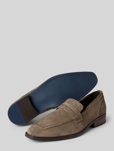 Productfoto, Loafers aus Leder Modell 'Gerry' van PS Poelman in taupe, comfortmodel, glad zool, hakhoogte maat 44: 3 cm, schachthoogte 7 cm, schachtbreedte 12 cm