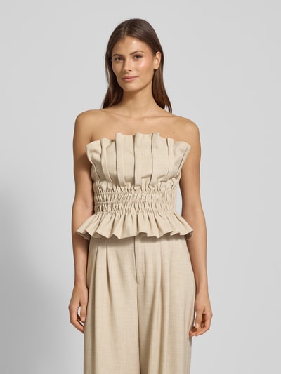 Gestuz Linnen top in strapless design Beige - 4