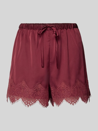 Jake*s Casual Relaxed Fit Pyjama-Hose mit Spitzenbesatz Bordeaux 2