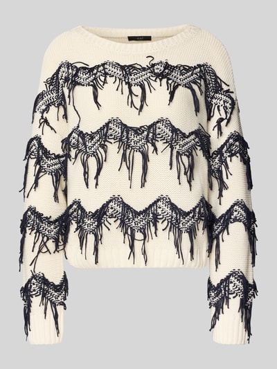 Oui Strickpullover mit Applikationen Offwhite 2