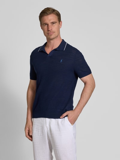 Polo Ralph Lauren Poloshirt met labelstitching, model 'JOHNNY' Marineblauw - 4