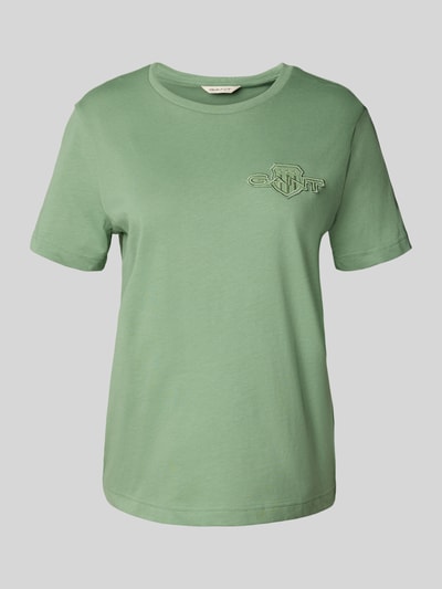 Gant Regular fit T-shirt van puur katoen met logopatch Mintgroen - 2