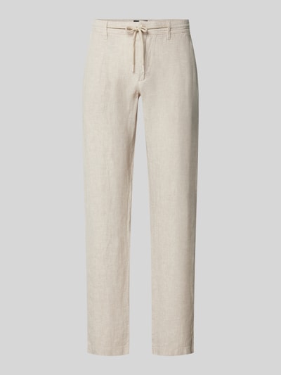 Produktfoto, Leinenhose mit Schnürung und Gesäßtaschen von MCNEAL in Beige, Regular Fit, reines Leinen, sichtbare Textur und Bunddetails.