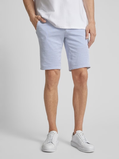 Brax Slim Fit Bermudas mit Streifenmuster Modell 'SILVIO' Blau 4