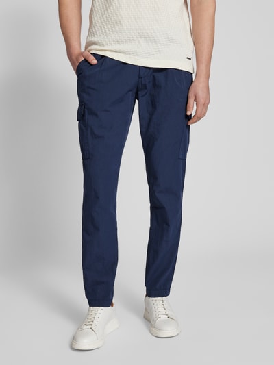 g1920 Tapered fit cargobroek met bandplooien, model 'TRAIANO' Marineblauw - 4