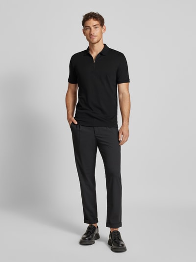 SELECTED HOMME Poloshirt met korte ritssluiting, model 'FAVE' Zwart - 1