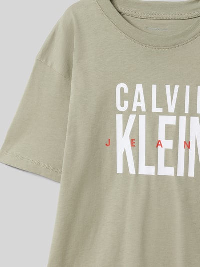 Calvin Klein Jeans T-Shirt mit Label-Print Beige 2