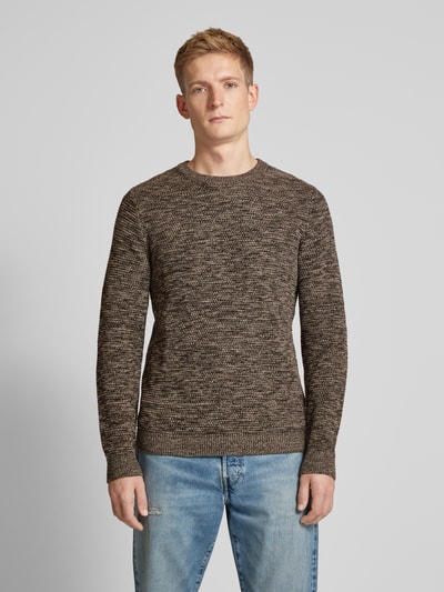 SELECTED HOMME Gebreide pullover met ronde hals, model 'NEWVINCEBUBBL' Lichtbruin - 4