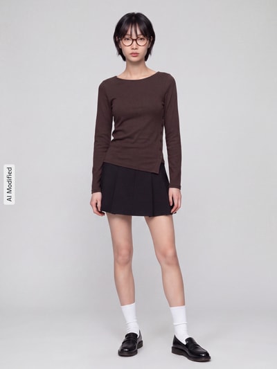 Levi's® Slim Fit Langarmshirt aus Baumwoll-Mix mit asymmetrischer Knopfleiste Hazel 1