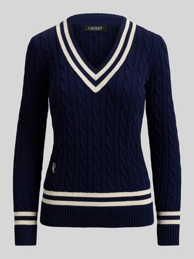 Lauren Ralph Lauren Sweter z dzianiny o kroju slim fit z czystej bawełny Granatowy 2
