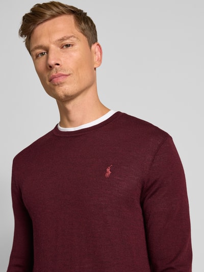 Polo Ralph Lauren Sweter z dzianiny z wełny merino Bordowy 3