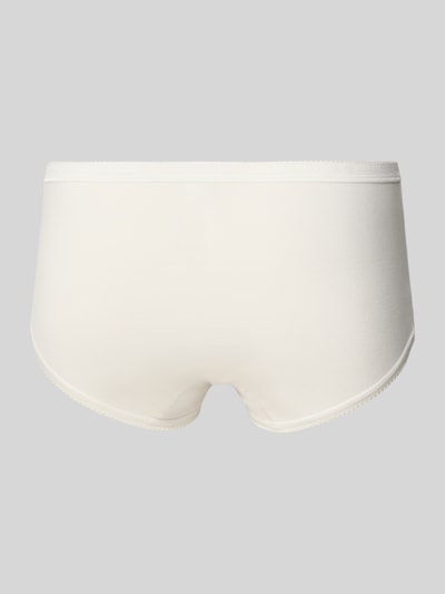 Produktfoto, Slim Fit Slip mit Logo-Detail von Sloggi aus elastischem Baumwoll-Mix in Creme mit elastischem Bund, glatte Oberfläche, Rückansicht.