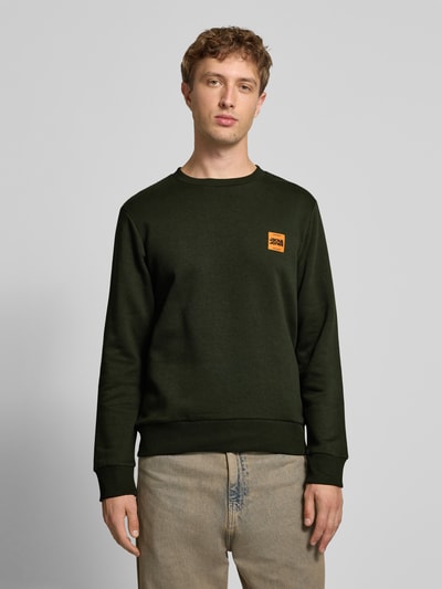 Jack & Jones Sweatshirt met labelprint, model 'BRANDY' Donkergroen - 4