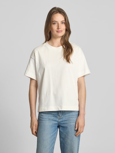 Vila T-Shirt mit geripptem Rundhalsausschnitt Modell 'MONIE' Weiss 4