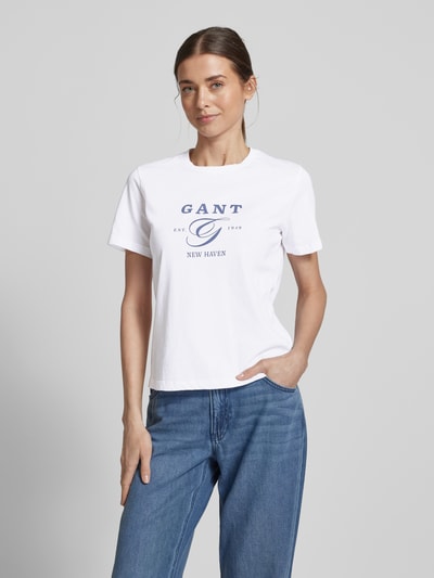 Gant T-Shirt mit Label-Print Weiss 4