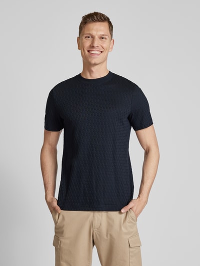 JOOP! Collection T-shirt met structuurmotief, model 'Bruce' Marineblauw - 4