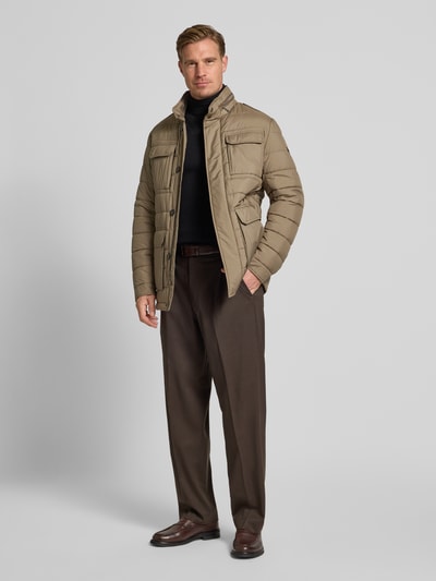 bugatti Gewatteerd jack met opstaande kraag en klepzakken Zand - 1