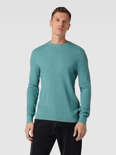 Christian Berg Men Gebreide pullover met structuurmotief Metallic turquoise gemêlee - 4