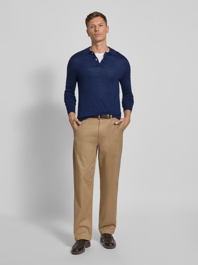 Christian Berg Men Slim fit gebreide pullover van wolmix Donkerblauw gemêleerd - 1