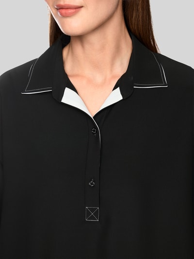 Marc Cain blouse met lange mouwen met contrasterende kraagafwerking Zwart - 3