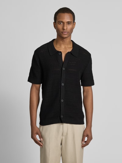SELECTED HOMME Regular fit vrijetijdsoverhemd met polokraag, model 'PALO' Zwart - 4