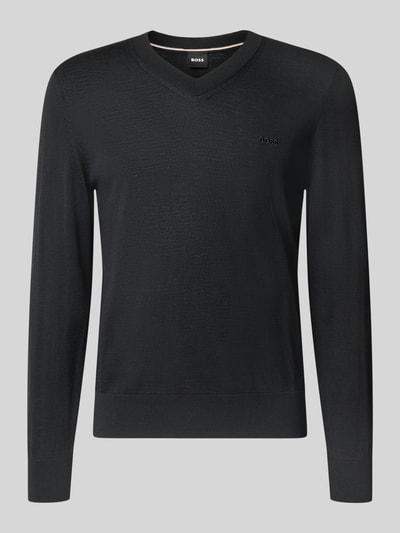 BOSS Regular Fit Pullover aus reiner Schurwolle Modell 'H-Melba-L' Black 1