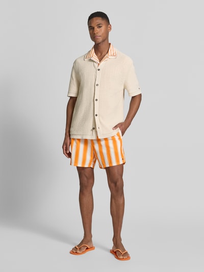 Tommy Hilfiger Regular Fit Badeshorts mit Allover-Muster Orange 1