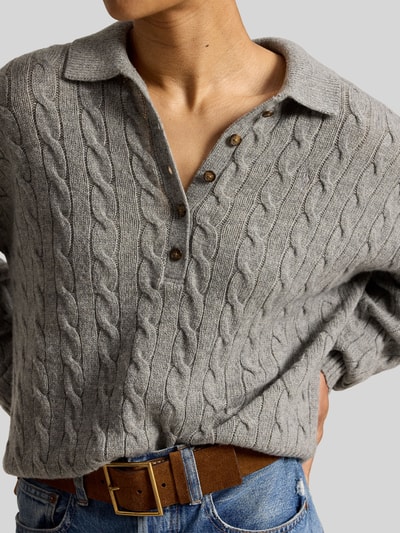 Polo Ralph Lauren Sweter o kroju loose fit z mieszanki wełny z domieszką kaszmiru Grafitowy melanż 3