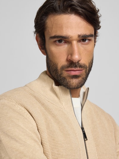 MCNEAL Strickjacke mit Stehkragen Sand Melange 3