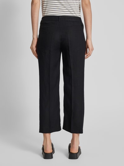 MAC Regular fit linnen broek met verkort model, model 'Nora' Zwart - 5