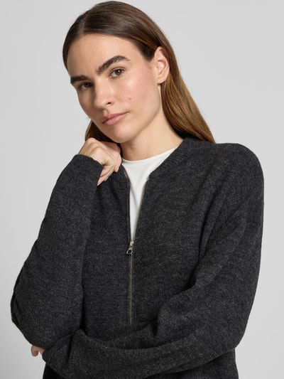 Marc O'Polo Regular fit gebreid jack van een mix van scheerwol en alpaca Donkergrijs - 3