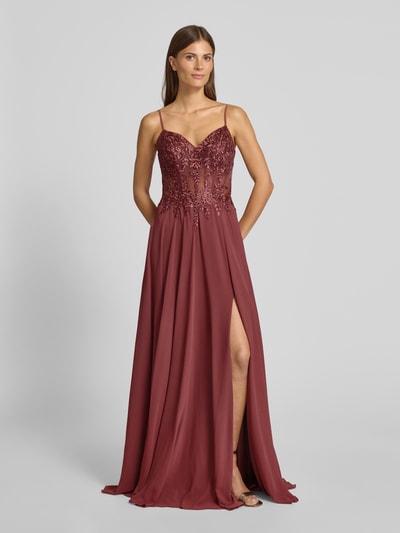 Luxuar Avondjurk met siersteentjes Rood - 4