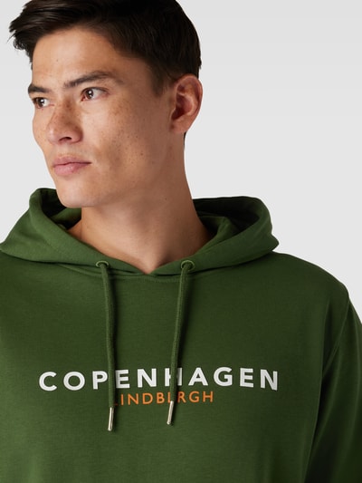 Lindbergh Hoodie met labelprint, model 'Copenhagen' Appeltjesgroen - 3