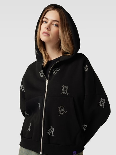 Review Oversized Sweatjacke mit Ziersteinbesatz Black 3