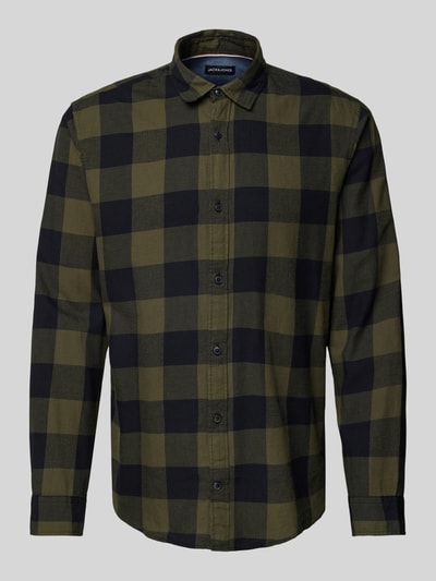 Jack & Jones Freizeithemd mit Knopfleiste Modell 'GINGHAM' Oliv 2