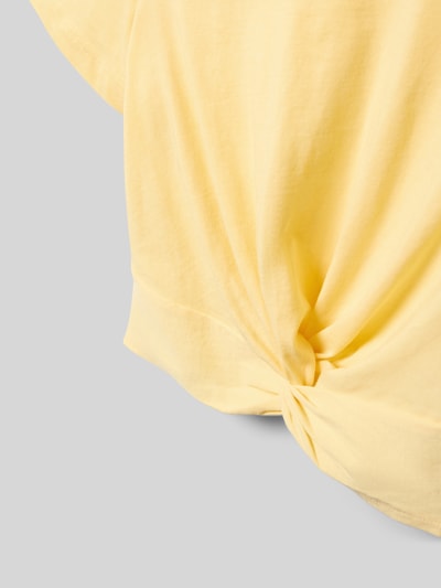 Produktfoto, Boxy Fit T-Shirt aus reiner Baumwolle Modell 'REX' von Only, Optik: Unifarben, Knoten-Detail, feine weiche Struktur, Gelb.