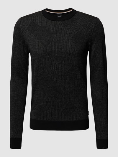 BOSS Strickpullover aus Schurwolle Modell 'Motivo' Black 2