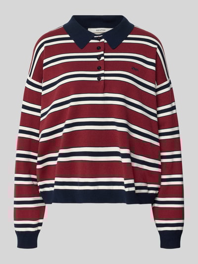 Gestuz Bluzka o kroju oversized z długim rękawem i kołnierzykiem polo model ‘paige’ Ciemnoczerwony 2