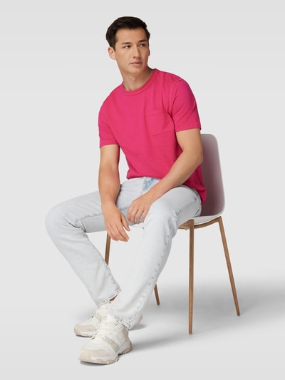 MCNEAL T-shirt z efektem melanżu i kieszenią na piersi Mocnoróżowy 1