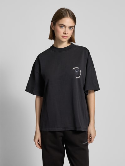 Pegador Oversized T-shirt met labelprint, model 'ROYA' Zwart - 4