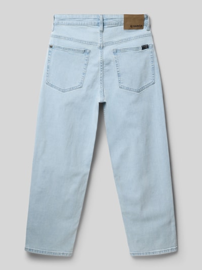 Produktfoto, Straight Fit Jeans mit Logo-Patch von Garcia, jasnoniebieski bawełniany mix, 5 kieszeni, szerokość w rozmiarze 140: 34 cm, długość nogawki: 60 cm