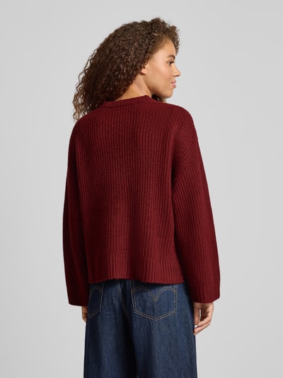 JJXX Sweter z dzianiny o kroju oversized z prążkowanymi wykończeniami model ‘SIGGA’ Bordowy 5