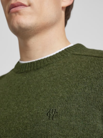 MCNEAL Wollpullover mit Label-Stitching Khaki Melange 3