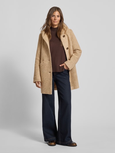 Fuchs Schmitt Regular fit lange jas met scheerwol Camel gemêleerd - 1