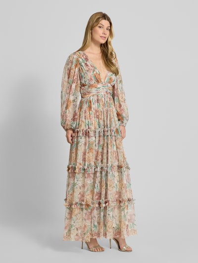 LACE & BEADS Avondjurk in laagjeslook met V-hals Rosé - 1