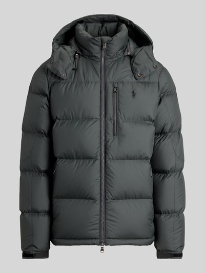 Produktfoto, Regular Fit Daunenjacke mit Logo-Stitching von Polo Ralph Lauren in dunklem Grau, glatte Oberfläche, markante Steppnähte, Herren Daunenjacke von Polo Ralph Lauren