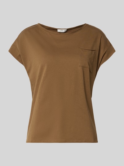 Produktfoto, Regular Fit T-Shirt aus reiner Baumwolle von s.Oliver RED LABEL, efekt: jednolity kolor, dżersej, krój regular fit, dekolt w łódkę, krótki rękaw, damski t-shirt, 100% bawełna