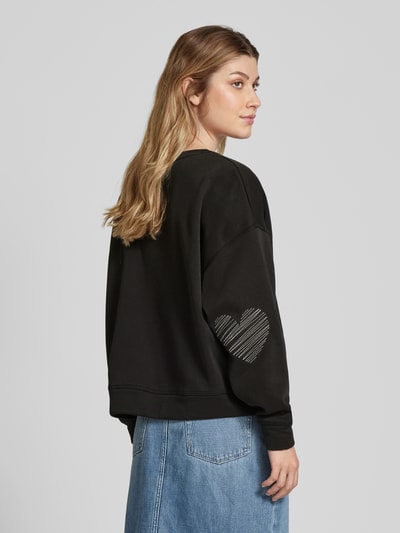 ICHI Sweatshirt met motiefstitching, model 'MERELLA' Zwart - 5